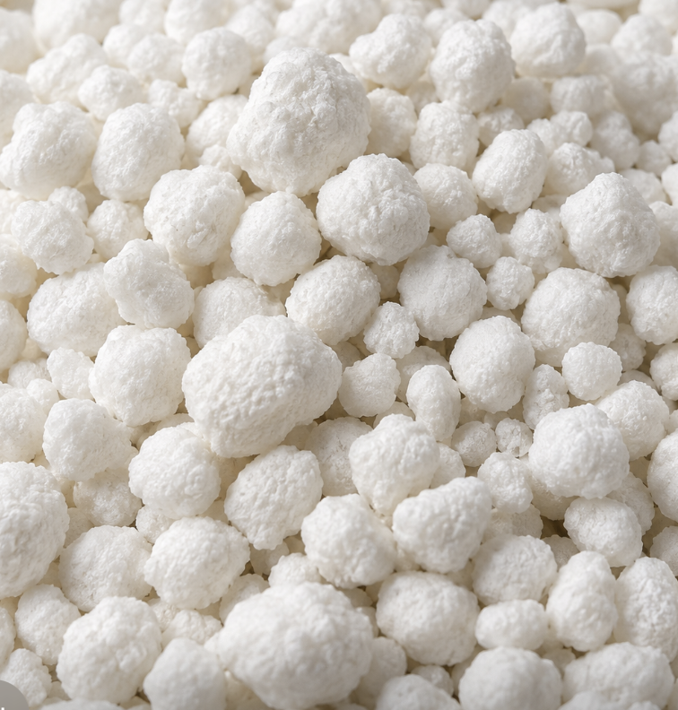 Calcium sulphite beads
