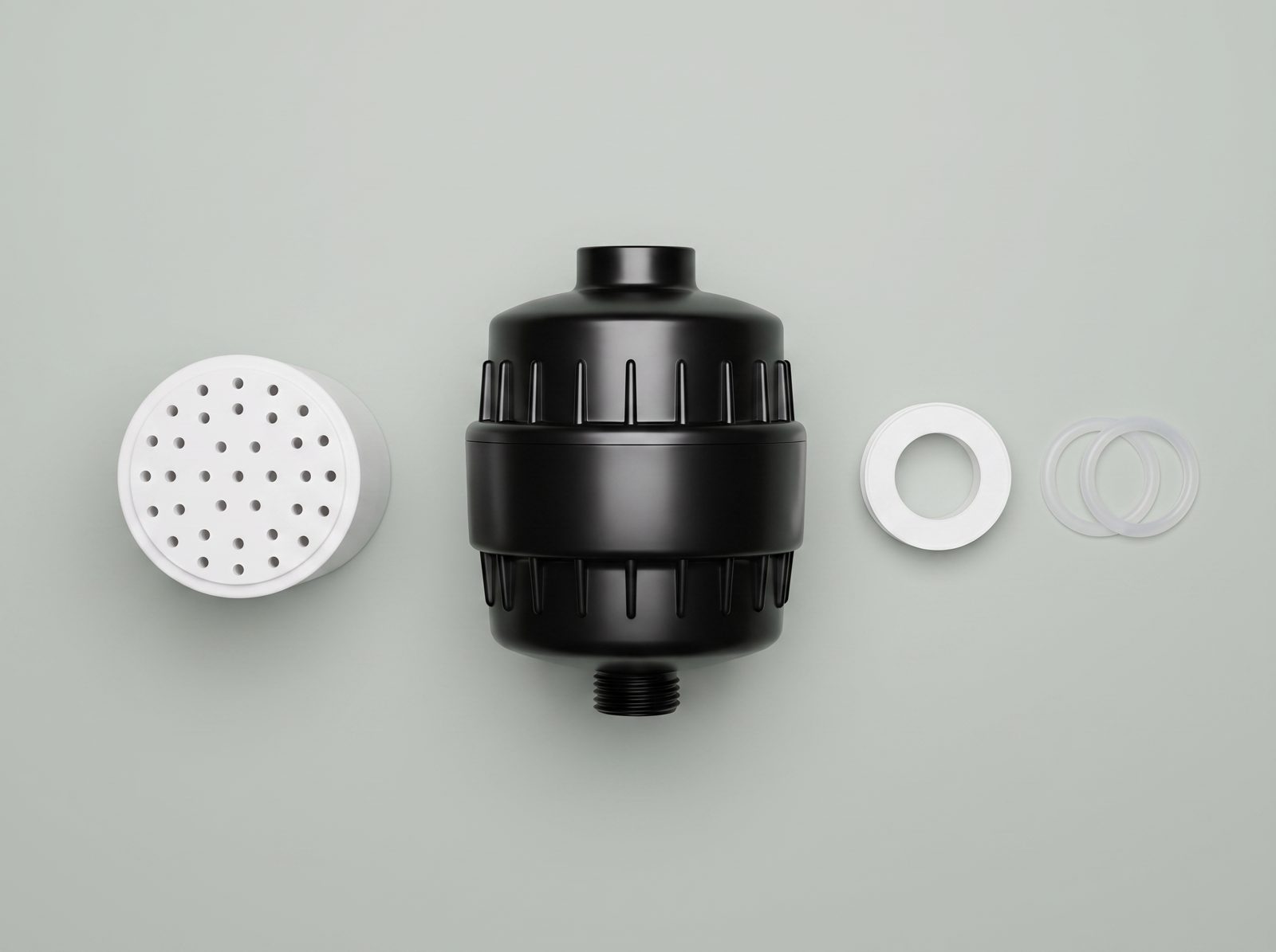 What's in the box: filter housing, cartridge, washer and two seals